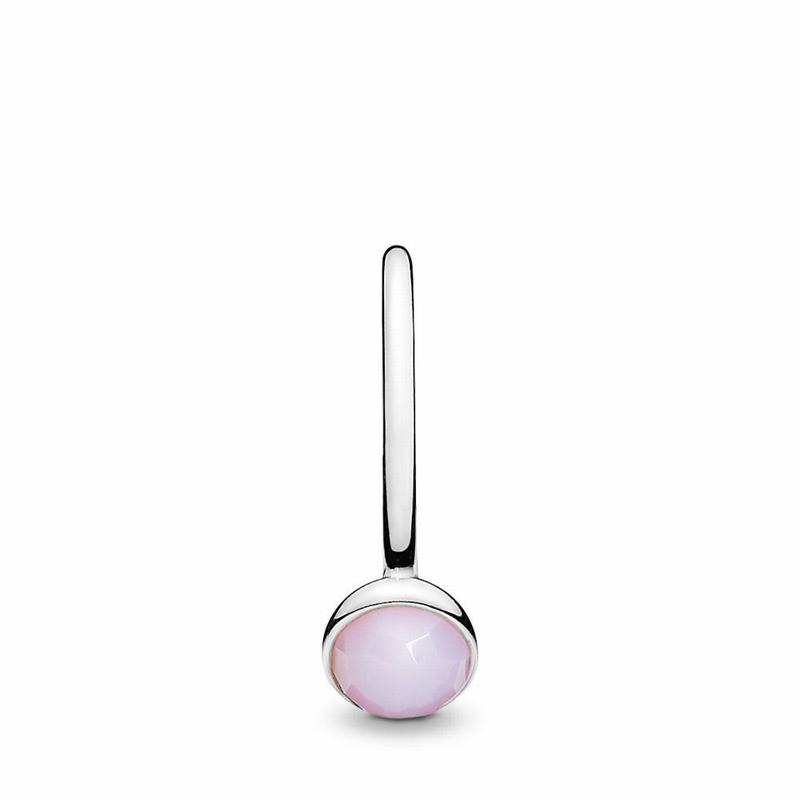 Pandora October Droplet Stackable Ring - Sterling Silver/Pink/Crystal - Canada | XK5708TV